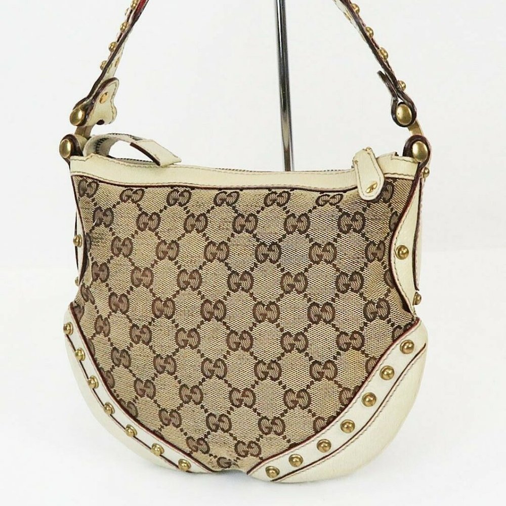 GUCCI Shoulder Saddle Brown GG Canvas and Ivory
